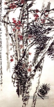  chine - Wu cangole pin et fleur de prune ancienne encre de Chine